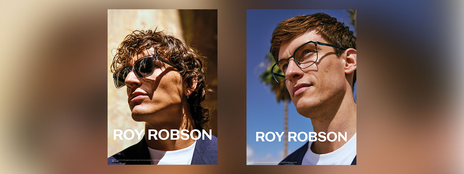 Roy Robson: Linke Bildseite zeigt einen jungen Mann mit Sonnenbrille; die rechte Bildseite zeigt einen jungen Mann mit Brille